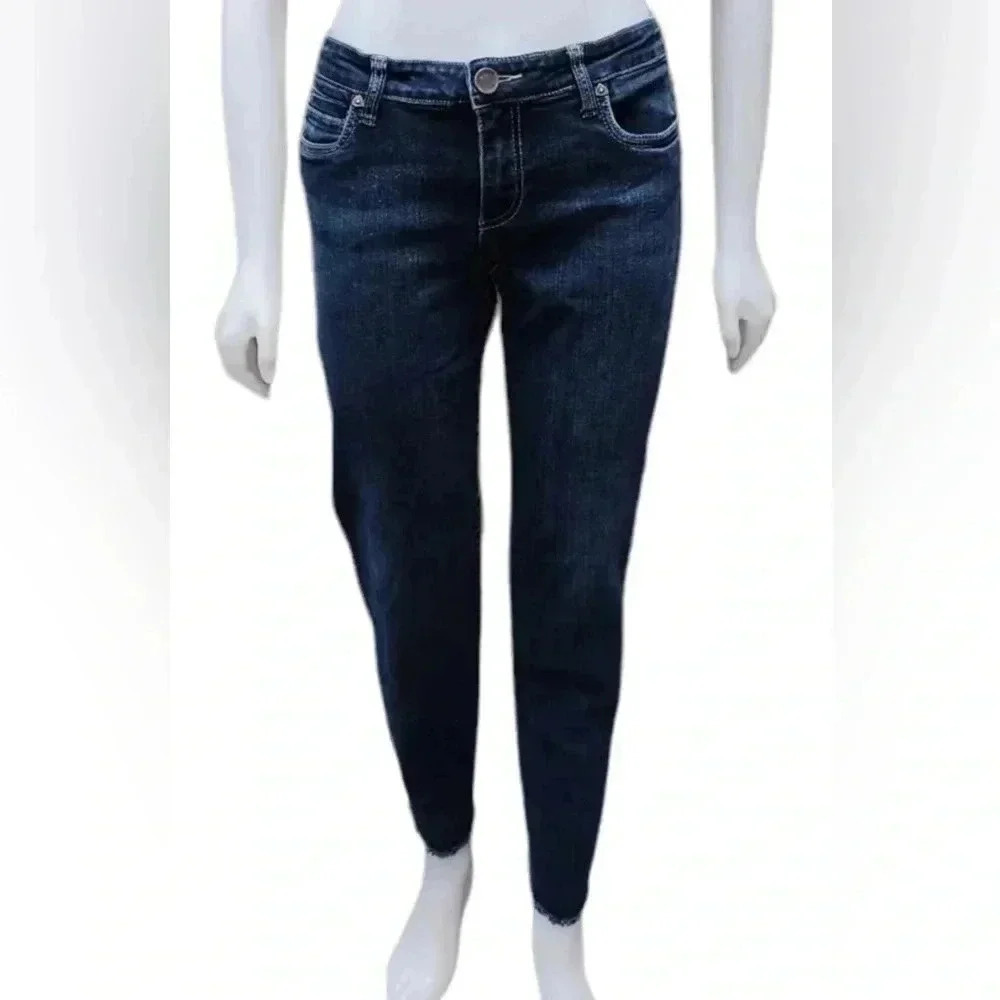 Kut From  The Kloth Skinny Dark Wash Raw Hem Size 12